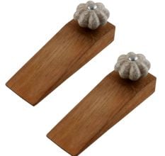2 Pieces Cream Crackle Ceramic Melon Wooden Door Stopper